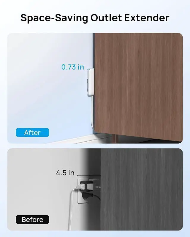 Alt view image 5 of 7 - TROND Flat Plug Power Strip with Outlet Cover - 10ft Extension Cord with Multiple Outlets and 4 USB Ports, Mountable Surge Protector Outlet Concealer, Kitchen Home Improvement for Hide Messy, White