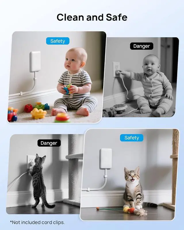 Alt view image 6 of 7 - TROND Flat Plug Power Strip with Outlet Cover - 10ft Extension Cord with Multiple Outlets and 4 USB Ports, Mountable Surge Protector Outlet Concealer, Kitchen Home Improvement for Hide Messy, White