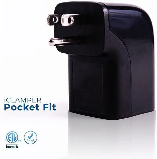 Alt view image 2 of 7 - Clamper Single Surge Protector Outlet 1800 Joules, 1875W, for TV, PC, Xbox, PS5, Refrigerators and Other Appliances (Compact Wall Surge Protector), iCLAMPER Pocket Fit, 4-Pack in Black