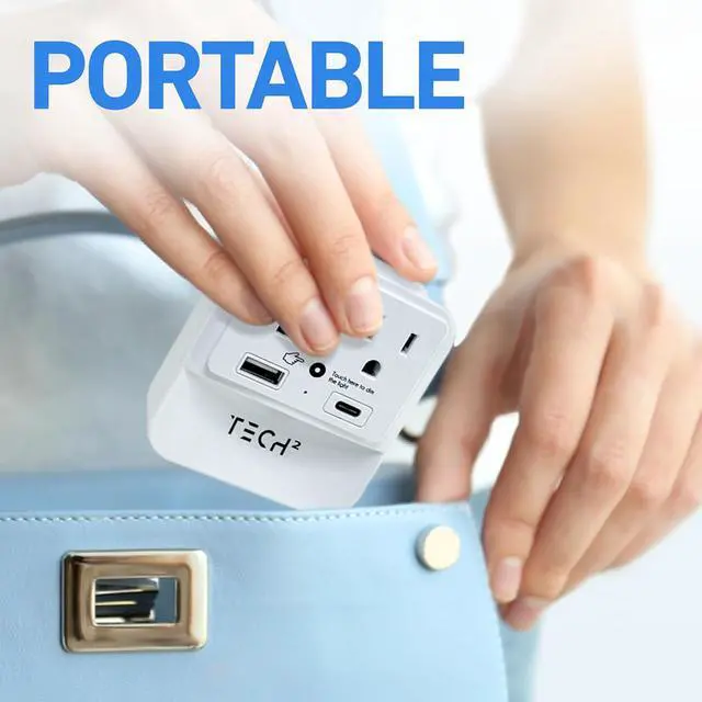 Alt view image 7 of 7 - Multi Plug Wall Outlet Surge Protector with USB Ports & Night Light - 2 Outlet Extender with 2 USB Ports (1 USB-C) - Power Strip with Adapter Spaced Outlets for Home, Travel, Office (White) 1 Pack