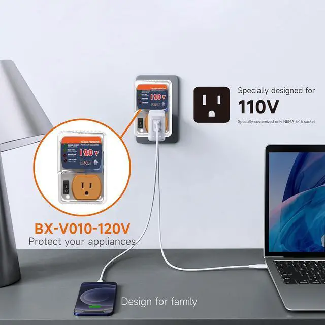 Alt view image 3 of 7 - [ETL Listed] BXST Single Outlet Surge Protector for Refrigerators Voltage Protector for Home Appliance Delay Protection Electronic Surge Protector for Fridge TV Air Conditioners 120V 15A 1800Watts