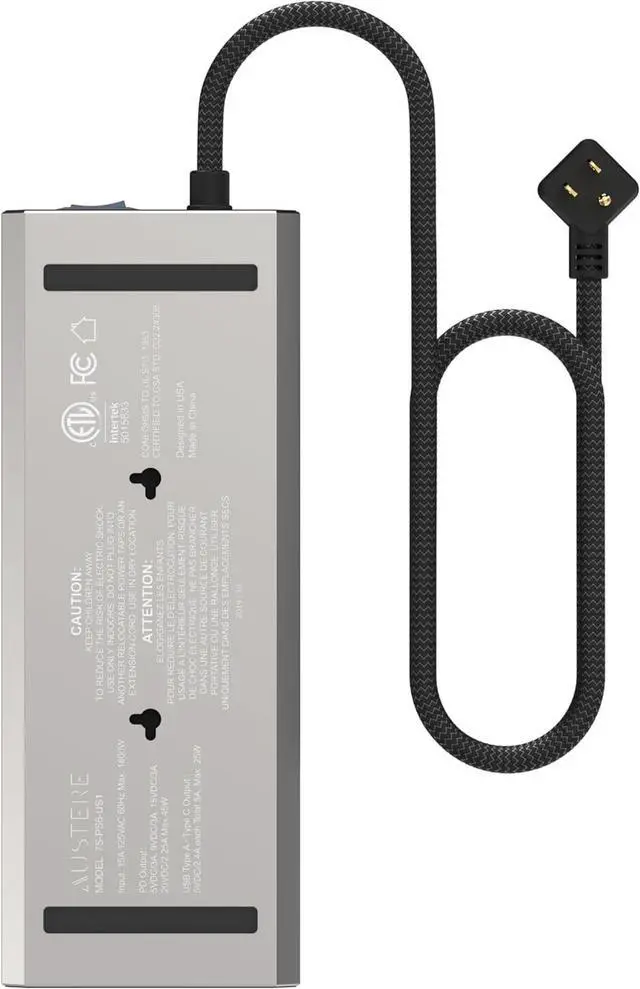 Alt view image 2 of 7 - Austere VII Series, 6 Outlet Surge Protector Power Strip, 4000 Joules, Isolated EMI/RFI Filtering, 1 USB-C 45W Fast Charger, 2 USB-C and 2 USB-A 2.4 amp Ports, 7 Year Component Guarantee