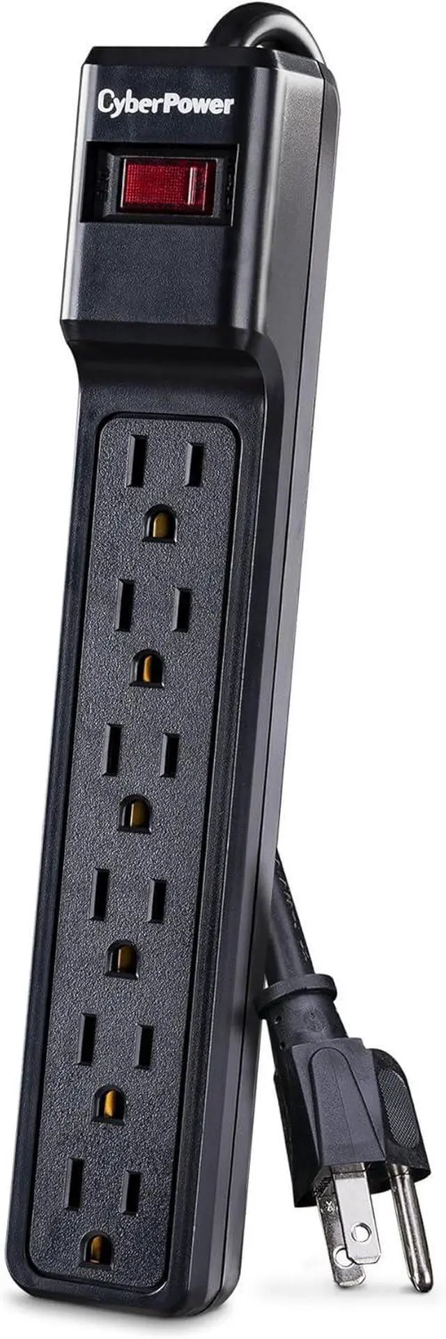 Alt view image 2 of 7 - CyberPower CSB6012 Essential Surge Protector, 1200J/125V, 6 Outlets, 12ft Power Cord, Black