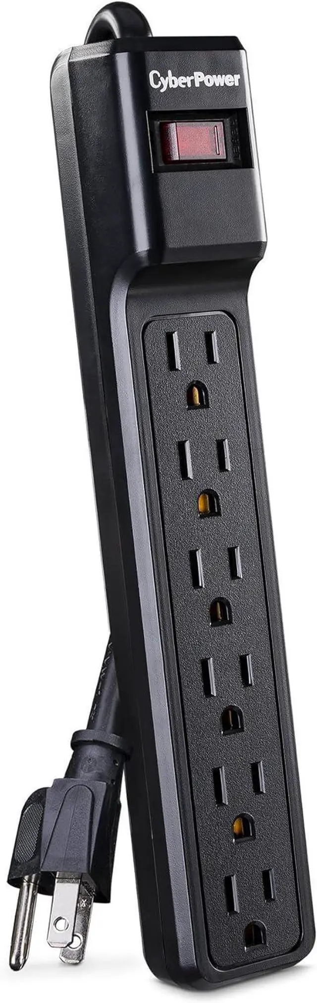 Alt view image 3 of 7 - CyberPower CSB6012 Essential Surge Protector, 1200J/125V, 6 Outlets, 12ft Power Cord, Black