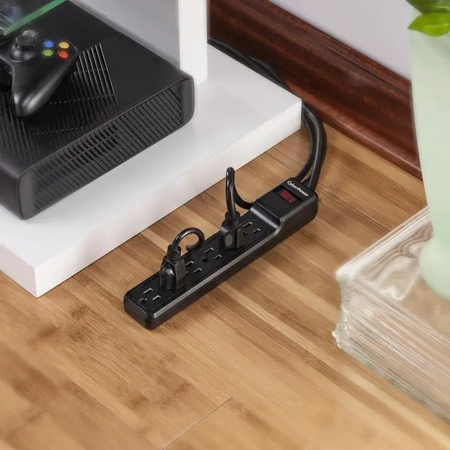 Alt view image 7 of 7 - CyberPower CSB6012 Essential Surge Protector, 1200J/125V, 6 Outlets, 12ft Power Cord, Black