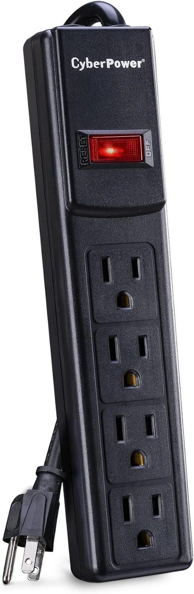 Alt view image 3 of 7 - CyberPower CSB404 Essential Surge Protector, 450J/125V, 4 Outlets, 4ft Power Cord, Black