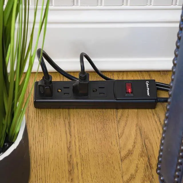 Alt view image 7 of 7 - CyberPower CSB404 Essential Surge Protector, 450J/125V, 4 Outlets, 4ft Power Cord, Black