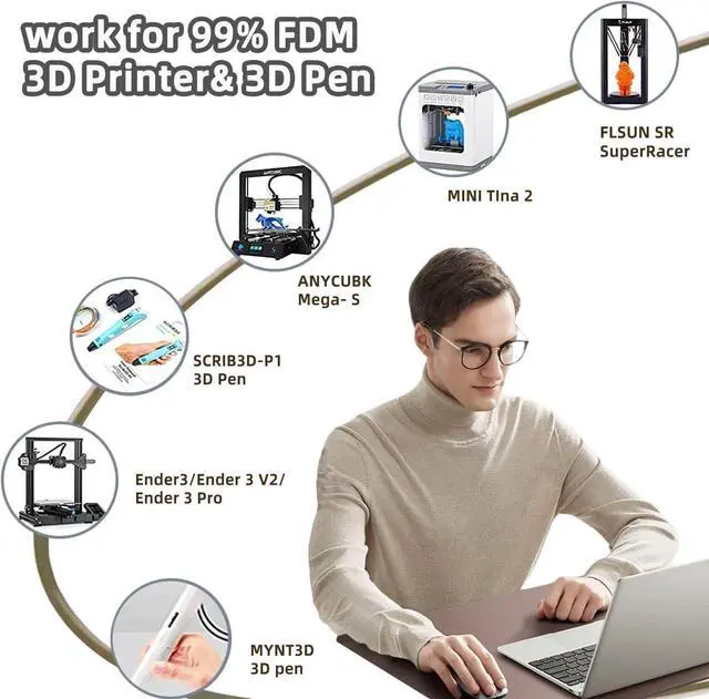 Alt view image 6 of 6 - PLA Filament, Matte PLA, 3D Printer Filament, PLA Filament 1.75mm Dimensional Accuracy +/- 0.02mm, 1KG Spool (2.2 lbs), Fit Most FDM Printer (Matte Yellow)