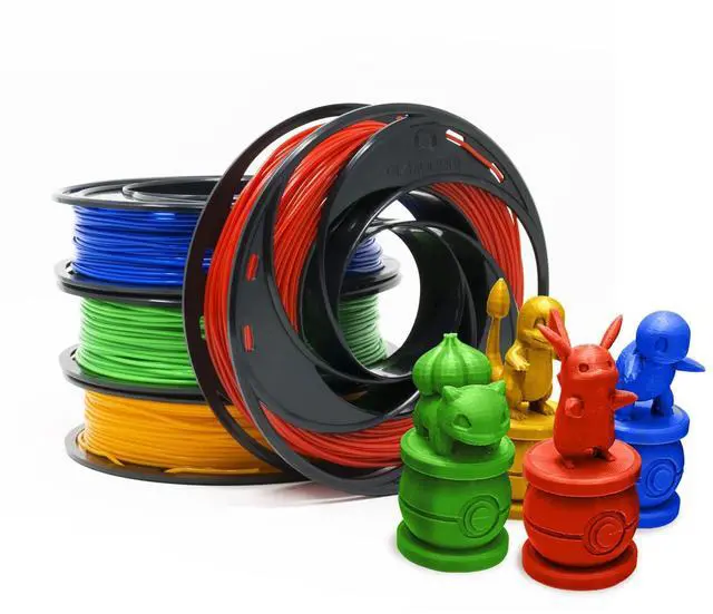 Main image of Gizmo Dorks PLA Filament for 3D Printers 1.75mm 200g, 4 Color Pack Multicolor- Blue, Green, Orange, Red