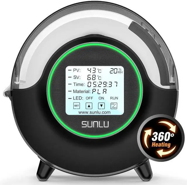 Main image of SUNLU Official Filament Dryer S2, 70 Max Temperature, Built-in Circulation Fan, 3D Printer Filament Storage Box Filament Dehydrator, Nylon TPU PLA PETG ABS 3D Printer Filament Dryer Box (Black)