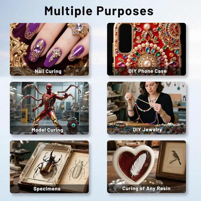 Alt view image 5 of 7 - Resin Curing Light Lamp for 3D Printer Large Size Cure Light Box for Machine 3D Printer Led Light 365nm Solidify Photosensitive Resin, 36L/9.5gal, 6w Bulb x3