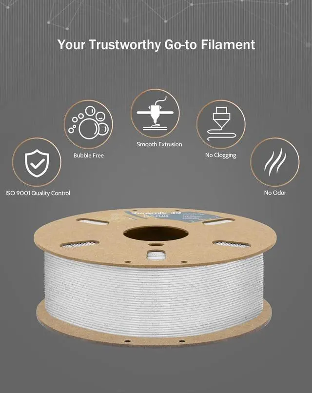 Alt view image 5 of 7 - DURAMIC 3D PLA+ Filament 1.75mm 2Kg Marble, PLA Plus Filament 2 Pack 1kg Spool(2.2lbs) Tougher and Stronger, Dimensional Accuracy Probability +/- 0.02mm