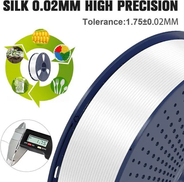 Alt view image 4 of 7 - SUNLU Silk PLA Filament 1.75mm, Neatly Wound Shiny PLA 3D Printer Filament 1.75mm Dimensional Accuracy +/- 0.02mm, Fit Most FDM 3D Printers, 1kg Spool (2.2lbs), 330 Meters, Silky PLA White
