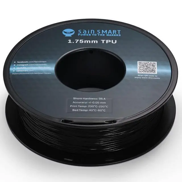 Alt view image 5 of 6 - SainSmart TPU Filament 1.75, Blck Flexible TPU 3D Printing Filament, 1.75 mm, 0.8 kg, Dimensional Accuracy +/- 0.05 mm
