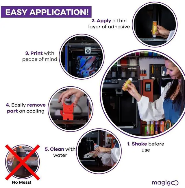 Alt view image 3 of 5 - MF2019 3D Printer Adhesive for Flexible Filaments - Reduces Warping on Flex Plate, Glass, PEI, Buildtak, Kapton Build Plates - Long-Lasting, 3D Printing Accessories, Tools & Supplies (50ml)