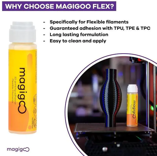 Alt view image 5 of 5 - MF2019 3D Printer Adhesive for Flexible Filaments - Reduces Warping on Flex Plate, Glass, PEI, Buildtak, Kapton Build Plates - Long-Lasting, 3D Printing Accessories, Tools & Supplies (50ml)