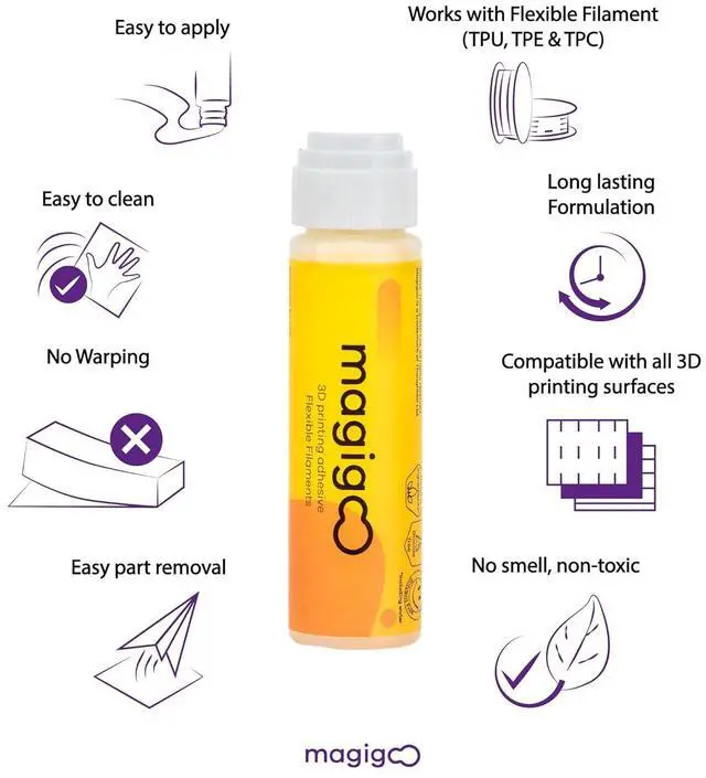 Alt view image 2 of 5 - MF2019 3D Printer Adhesive for Flexible Filaments - Reduces Warping on Flex Plate, Glass, PEI, Buildtak, Kapton Build Plates - Long-Lasting, 3D Printing Accessories, Tools & Supplies (50ml)