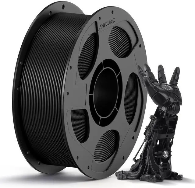 Main image of ANYCUBIC PLA 3D Printer Filament, 3D Printing PLA Filament 1.75mm Dimensional Accuracy +/- 0.02mm, 1KG Reusable Spool (2.2 lbs), Black