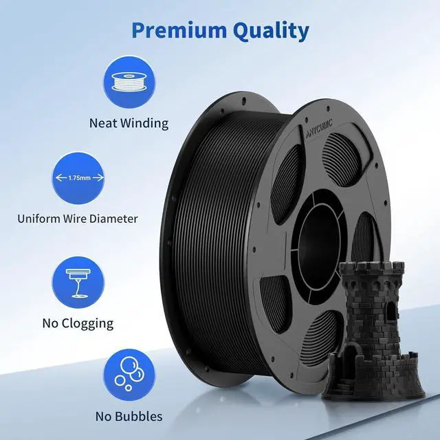 Alt view image 2 of 7 - ANYCUBIC PLA 3D Printer Filament, 3D Printing PLA Filament 1.75mm Dimensional Accuracy +/- 0.02mm, 1KG Reusable Spool (2.2 lbs), Black