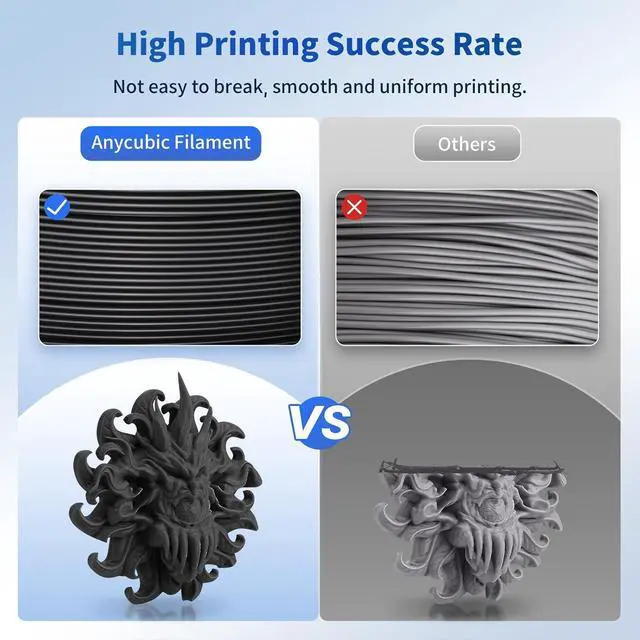 Alt view image 5 of 7 - ANYCUBIC PLA 3D Printer Filament, 3D Printing PLA Filament 1.75mm Dimensional Accuracy +/- 0.02mm, 1KG Reusable Spool (2.2 lbs), Black