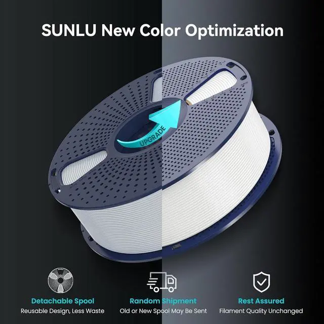 Alt view image 2 of 7 - SUNLU PLA+2.0 3D Printer Filament 2KG, Upgrade PLA+ Filament 1.75mm, Tougher and Stronger, Dimensional Accuracy +/-0.02mm, 1KG per Spool, 2 Pack, 2KG Total, Black+White