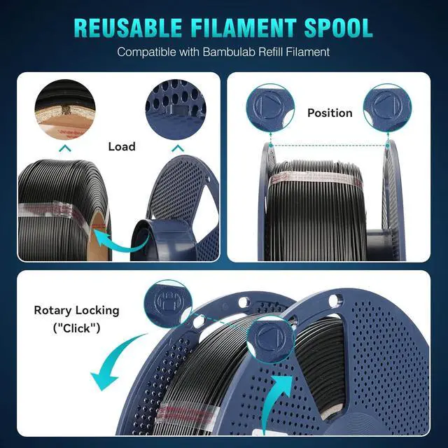 Alt view image 3 of 7 - SUNLU PLA+2.0 3D Printer Filament 2KG, Upgrade PLA+ Filament 1.75mm, Tougher and Stronger, Dimensional Accuracy +/-0.02mm, 1KG per Spool, 2 Pack, 2KG Total, Black+White