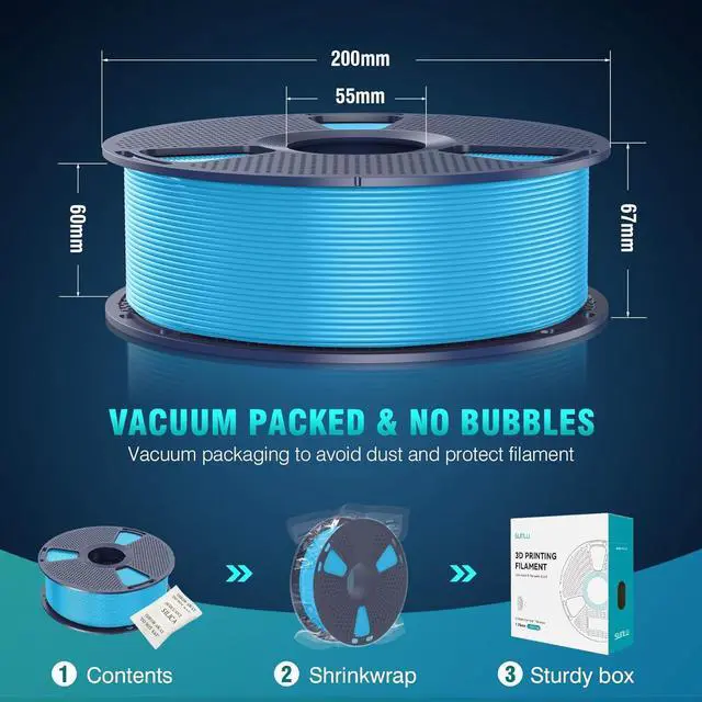 Alt view image 7 of 7 - SUNLU PLA+2.0 3D Printer Filament 2KG, Upgrade PLA+ Filament 1.75mm, Tougher and Stronger, Dimensional Accuracy +/-0.02mm, 1KG per Spool, 2 Pack, 2KG Total, Black+White