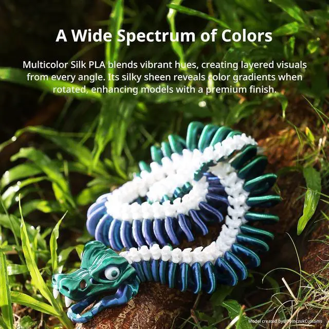 Alt view image 3 of 7 - ANYCUBIC Silk Tri Color Pla Filament, 3-in-1 Chrome Coextrusion Color Change 3D Printer Filament 1.75mm Dimensional Accuracy +/- 0.02mm, Silk Texture, 1KG Reusable Spool (2.2 lbs), Blue Green Purple