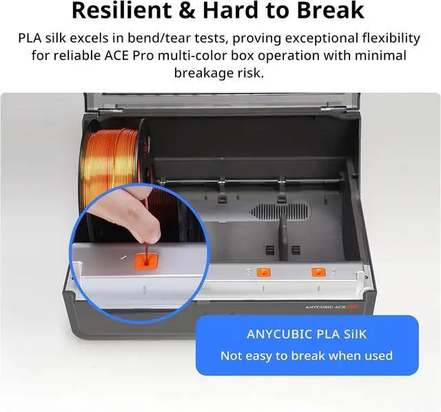 Alt view image 5 of 7 - ANYCUBIC Silk Tri Color Pla Filament, 3-in-1 Chrome Coextrusion Color Change 3D Printer Filament 1.75mm Dimensional Accuracy +/- 0.02mm, Silk Texture, 1KG Reusable Spool (2.2 lbs), Blue Green Purple