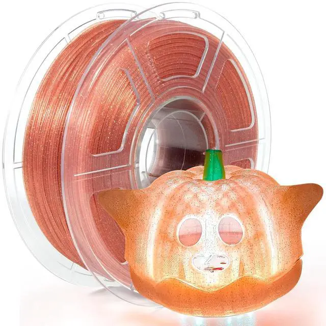 Main image of iSANMATE 3D Printer Filament, Transparent Glitter Orange Pink PLA Filament 1.75 mm, 3D Printing Filament 1KG/2.2lb