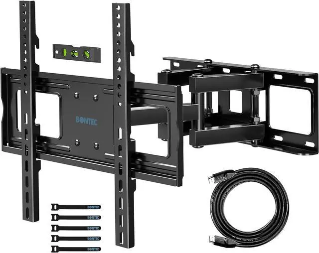 Main image of BONTEC Full Motion TV Wall Mount for 23-70 Inch TVs, Hold up to 99 lbs, Max VESA 400x400mm, Swivel Tilt Dual Arms, Adjustable Viewing Angle, Fits 16" Wood Studs, Easy Assembly