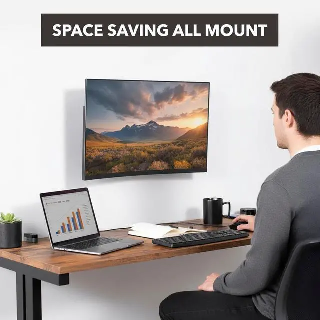 Alt view image 2 of 7 - Mount-It! Tilting TV Wall Mount Bracket for Small TV and Computer Monitors, Low-Profile Design with Quick Release Function, Fits 24, 27, 30 and 32 Inch Screens Up to VESA 100, 44 Lbs Capacity, Black