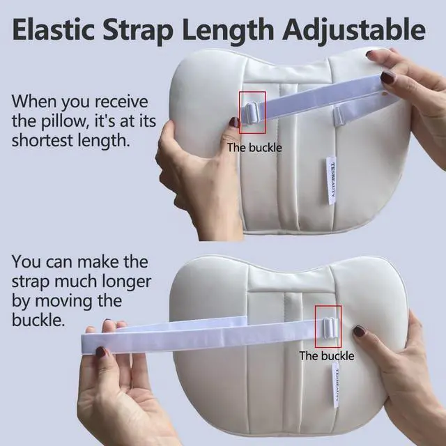 Alt view image 2 of 6 - Upgraded Car Headrest Pillow 2 Packs Genuine Nappa Leather Car Neck Pillow Tesla Model Y Model 3 Model X Model S Universal Fit Neck Support Cushion White