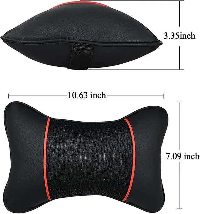 Alt view image 2 of 7 - Car Neck Pillow 2 PCS,Universal Soft Breathable Leather Car Neck Pillow Comfortable Head Neck Rest Support Cervical Pillow for Travel Car Seat Driving & Home