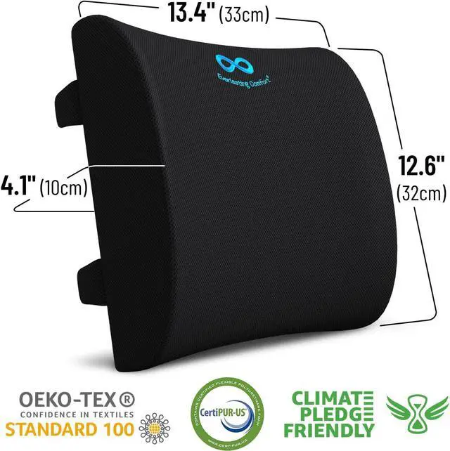 Alt view image 3 of 6 - Everlasting Comfort Lumbar Support Pillow for Office Chair - Memory Foam Back Cushion for Seat, Car, Couch - Promotes Better Posture, Back Pain Relief- Ideal for Gaming & Desk Chairs and Home or Work