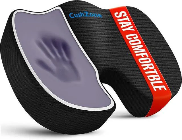 Main image of Seat Cushion for Office Chair, Car Seat, Airplane, Bleacher & Wheelchair, Ergonomic Memory Foam, Non-Slip Chair Pad, Office Desk Accessories for Back/Tailbone/Sciatica Pain Relief (Black)