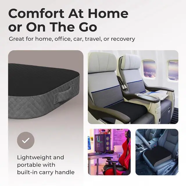 Alt view image 5 of 7 - Kölbs Extra Large Seat Cushion, Stylish Plush Velvet Cover, X-Large Memory Foam for Office Chair, Floor Pillow, Cushion Back Pain Coccyx Pain Relief, Carry Handle (Extra Large)