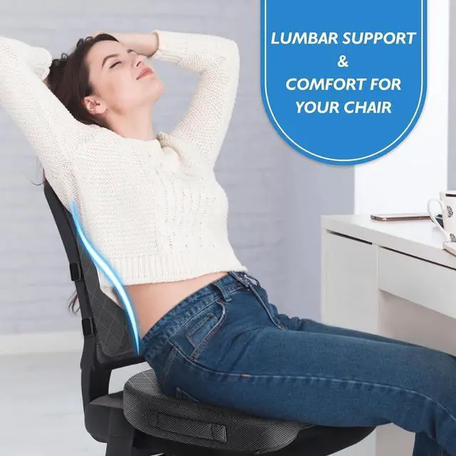 Alt view image 7 of 7 - TushGuard Office Chair Cushions with Handles, Back&Seat Cushion, Sciatica & Back Coccyx Tailbone Discomfort Easing Chair Pad, Memory Foam Lumbar Support Pillow for Gaming, Desk, Car (Grey, X-Large)