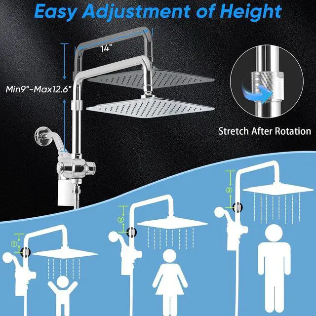 Alt view image 5 of 7 - VXV 10 inch Filtered Shower Head,7 Settings High Pressure Dual Shower Heads with Handheld Spray Combo,3-Way Rain Shower Head with Filters,71''Shower Hose,Height Adjustable(Chrome)