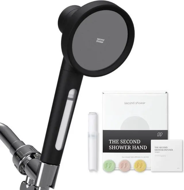 Main image of SecondShower Filtered Shower Hand | Clinically Proven for Skin Health, NSF Certified, SPA Grade High Pressure, Seoul Engineered Natural Filtration for Skin & Hair Care, Matte Black
