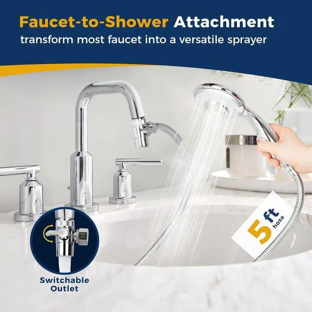 Alt view image 2 of 6 - KLLEYNA Shower Head Sink-Faucet Bathtub-Bathroom-Garden - Hose Sprayer Attachment(5 Adapters) for Hair Washing & Pet Dog Rinse & Baby Bath, ON/OFF Extension for Moen, Kohler, Delta, American Standar