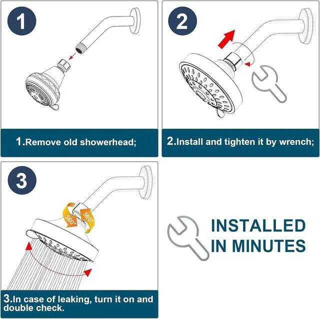 Alt view image 6 of 7 - HOPOPRO High Pressure Shower-NBC News Recommended- Luxury Modern Chrome Look- 5 Modes Head 4.1 Inch-2 PCS High Flow Fixed Showerheads - Bathroom Shower Head Replacement Tool-free Installation