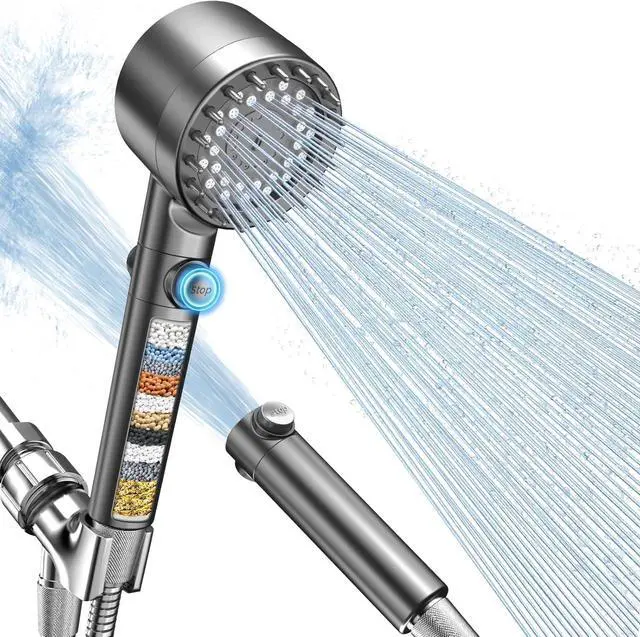 Main image of FEELSO Filtered Shower Head with Handheld, High Pressure 4 Spray Showerhead with Filters & Upgraded Anti-clog Nozzles for Hard Water -Remove Chlorine, Reduce Dry Itchy Skin -ON/OFF Switch for Pet Bath