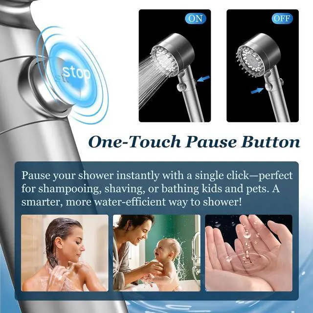 Alt view image 5 of 7 - FEELSO Filtered Shower Head with Handheld, High Pressure 4 Spray Showerhead with Filters & Upgraded Anti-clog Nozzles for Hard Water -Remove Chlorine, Reduce Dry Itchy Skin -ON/OFF Switch for Pet Bath