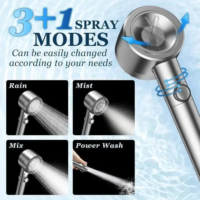 Alt view image 6 of 7 - FEELSO Filtered Shower Head with Handheld, High Pressure 4 Spray Showerhead with Filters & Upgraded Anti-clog Nozzles for Hard Water -Remove Chlorine, Reduce Dry Itchy Skin -ON/OFF Switch for Pet Bath