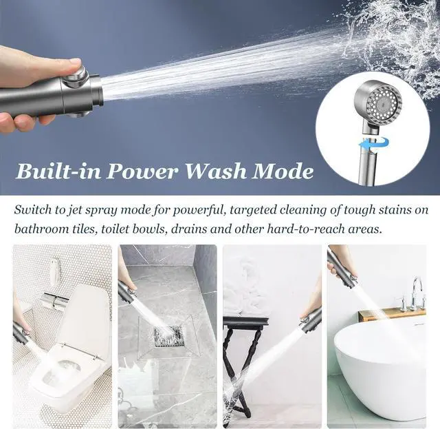 Alt view image 7 of 7 - FEELSO Filtered Shower Head with Handheld, High Pressure 4 Spray Showerhead with Filters & Upgraded Anti-clog Nozzles for Hard Water -Remove Chlorine, Reduce Dry Itchy Skin -ON/OFF Switch for Pet Bath