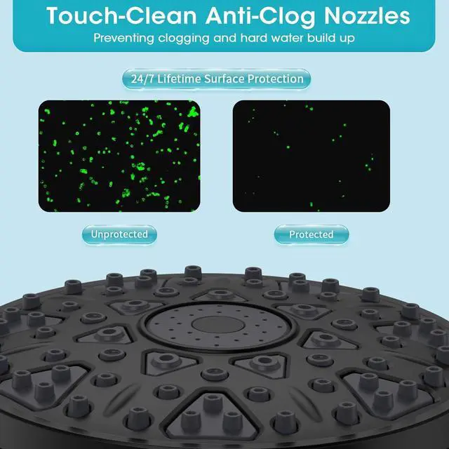 Alt view image 6 of 7 - FASDUNT Dual Handheld Shower Head Combo, Enjoy 6-Setting Rain Showerhead and 6-Setting Hand Held Shower Separately or Together, 2 in 1 Showerhead with 80" Extra Long Stainless Steel Hose, Black