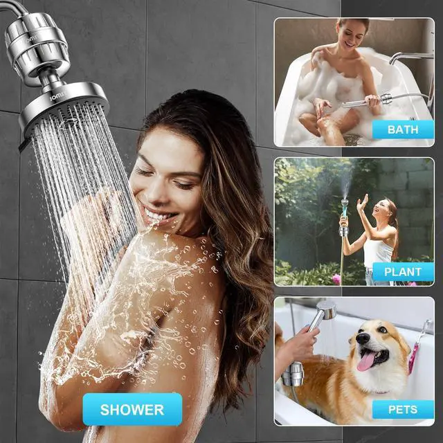 Alt view image 7 of 7 - Shower Head  Filter COMBO ! Anti - Chlorine Specialty - 3 Gears' Boosting Pressure with 25 Stage Filtration - Removes 99.945% Chlorine & Heavy Metals for Healthier Skin/Hair - Chrome Shower Head