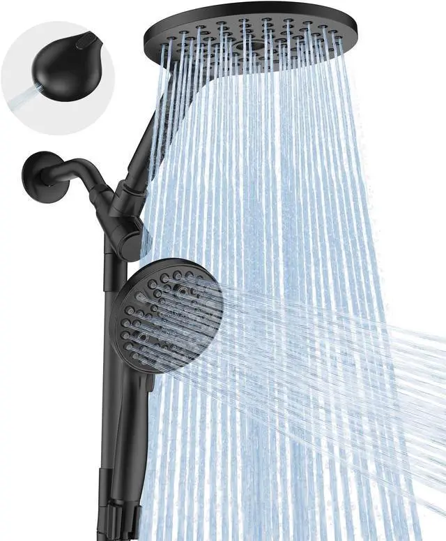 Main image of MakeFit Dual Handheld Shower Head Combo, 2-in-1 Rain Shower Heads System 8 Inch Rainfall Shower Head and 10 Modes High Pressure Hand Held Showerhead with Built-in Power Wash