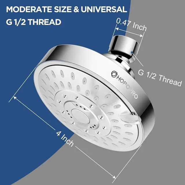 Alt view image 3 of 6 - HOPOPRO 5-Mode High Pressure Shower Head - The Washington Post, NBC News, Today TV Show Recommended - High Flow Fixed Showerheads (4 Inch Silver)